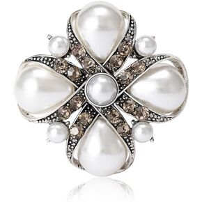 Dainty Pearl Rhinestone Brooch Lapel Pins for Women Her Fashion Vintage Crystal Cross Flower Brooches Pin for Dress Accessories Jewelry Boutonniere Corsage Wedding Party Birthday Gift