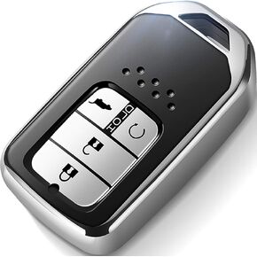 Intermerge لغطاء Honda Key Fob، واقي حافظة مفاتيح TPU ناعم خاص متوافق مع Honda Civic Accord CR-V HR-V Fit Odyssey JED Crosstour Crider Honda Keyless Smart Key Cover (فضي)