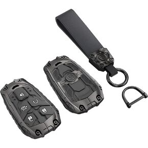 Heavy Metal Key Fob Cover Case Protector for Cadillac Keychain 2020 2021 2022 ATS CT5 CT6 XT4 XT5 XTS 5/6 Buttons Remote Smart Key Protector