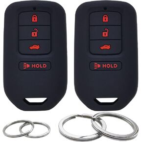 GFDesign 2 Pcs Silicone 4 Buttons Key Fob Cover Remote Case Keyless Protector Compatible with Honda Accord Civic Crosstour CR-V CR-Z HR-V Odyssey Pilot Fit 2013-2019