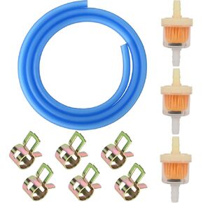 Gas Fuel Filter Hose Tube Line + Spring Clips Replacement for Chinese GY6 50cc 150cc 139QMB 157QMJ Tao Tao Scooter ATV Motorcycle Dirt Bike Go Kart Moped Pocket Bike