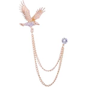 Eagle Chain Brooch for Men Woman Vintage Eagle Chain Tassel Brooch Pin Rhinestone Eagle Brooch Suit Shawl Clips Collar Brooch Christmas Halloween Birthday Party Costume Jewelry
