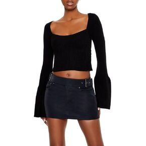 Forever 21 Women's Cropped Bell-Sleeve Sweater