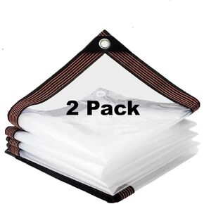 2 Pack Clear Tarp Medium Duty Waterproof Outdoor Tarp Coverwith Grommets for Plant, Greenhouse, Garden, Chicken Coop, Patio, Furniture 10x12ft