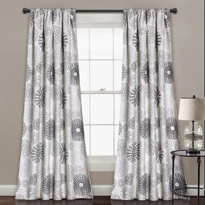 Lush Decor 16T000887 Mulit Circles Room Darkening Window Curtain Panel Pair Set, Yellow/Gray, 84" X 52"