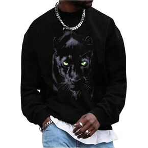 SOLY HUX Sweatshirts for Men Animal Graphic Crew Neck Drop Shoulder Long Sleeve Pullover Tops