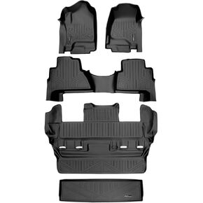SMARTLINER All Weather Custom Fit 3 Row & Cargo Liner Behind The 3rd Row Black Floor Mat Liner Set Compatible with 2015-2020 Cadillac Escalade (Does not fit ESV Models)