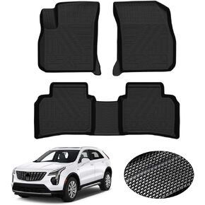 KUST Custom Fit Floor Mats for 2019-2024 Cadillac XT4 Accessories All Weather Floor Mat Liner 1st & 2nd Row Liners Black Non-Slip