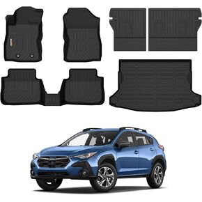 Binmotor-All Weather Car Floor Mats and Cargo Liner Set for 2024 2025 Subaru Crosstrek XV Impreza,TPE Rubber Liners for Crosstrek Accessories Mats Trunk Mat(Trunk Mat+Backrest Mats+Floor Mats)