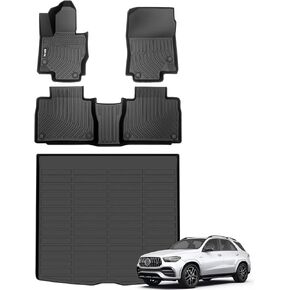 Jenofa-Car Floor Mats & Cargo Liner for Benz GLE 2020-2024 GLE 350 & 450 (No for Coupe) 5 Seats All Weather Floor Mats Set Custom for Mercedes Benz GLE Full Set Floor Liners Accessories Black