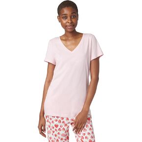 HUE Women's Plus Size Pajamas, Cute Pj Separates for Valentine’s Day, Rose Shadow-V-Neck Short Sleeve Tee, 2X