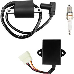 Ignitor CDI and Spark Plug Fit for Yamaha Gas Golf Cart G9 1991-1995, Ignition Coil Set Replace 99999-02368-00 BR5-ES000-04-00 J38-82310-20-00