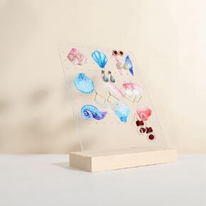 GemeShou 120 holes earring display stand for selling, earring stud board with wood base, acrylic earring organizer jewelry storage for girls【Acrylic board-rainbow】