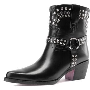 Tsrenlmln Ankle Boots for Women Pointed Toe Heel Rivet Western Cowboy Boots With Tassel Womens Cowgirl Booties Slip-On Short Boots
