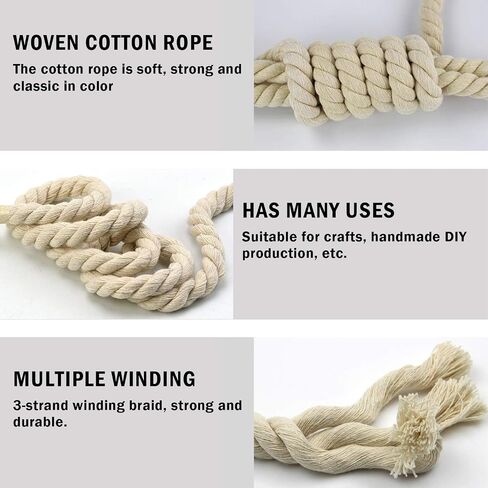 1/2 Inch x 164 Feet Natural Twisted Cotton Rope Strong Thick Soft Rope for Sports Tug of War, Decor Crafts, Landscaping, Railings, Hammock, Home Decorating,Camping, Wedding Rope in Saudi Arabia
