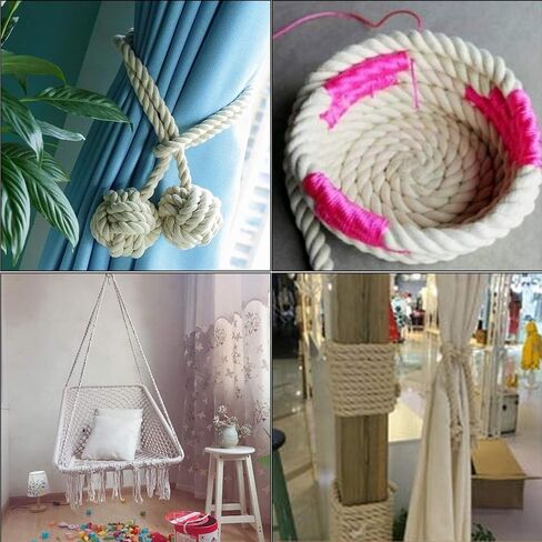 1/2 Inch x 164 Feet Natural Twisted Cotton Rope Strong Thick Soft Rope for Sports Tug of War, Decor Crafts, Landscaping, Railings, Hammock, Home Decorating,Camping, Wedding Rope in Saudi Arabia