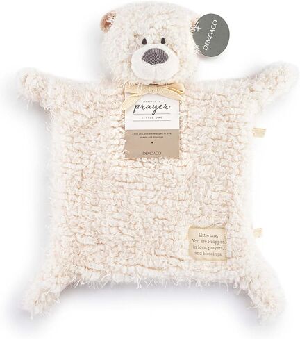 DEMDACO Wrapped in Prayer 12 x 9 Inch Snuggly Soft Polyester Plush Animal Soothing Security Cuddle Blanket Blankie, Curly White Lamb in Kuwait