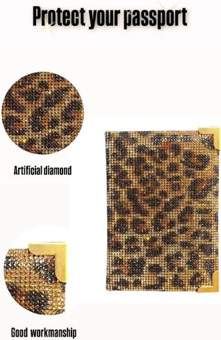 Diamond Bling Passport Cover with Metal Edge Protector, Vacation Essential, Wallet Organizer, Small Gift, Travel Accessories for Women and Men (AB/Rose Gold Edge) in Saudi Arabia