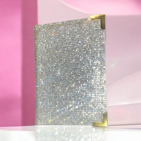 Diamond Bling Passport Cover with Metal Edge Protector, Vacation Essential, Wallet Organizer, Small Gift, Travel Accessories for Women and Men (AB/Rose Gold Edge) in Saudi Arabia