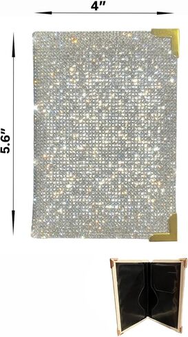 Diamond Bling Passport Cover with Metal Edge Protector, Vacation Essential, Wallet Organizer, Small Gift, Travel Accessories for Women and Men (AB/Rose Gold Edge) in Saudi Arabia