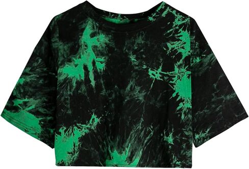 SOFIA'S CHOICE Women's Short Sleeve Tie Dye Crop Top Round Neck Summer Casual Tee in Saudi Arabia