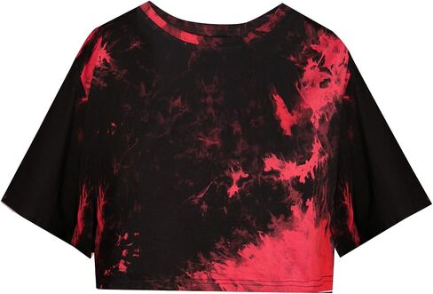 SOFIA'S CHOICE Women's Short Sleeve Tie Dye Crop Top Round Neck Summer Casual Tee in Saudi Arabia