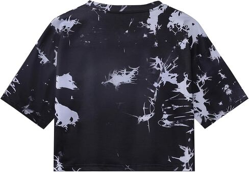 SOFIA'S CHOICE Women's Short Sleeve Tie Dye Crop Top Round Neck Summer Casual Tee in Saudi Arabia