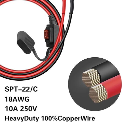 SAE Battery Connector YACSEJAO 2FT/60CM SAE to O-Ring Terminal Connector 18AWG 2-Pin Quick Disconnect SAE Battery Extension Wire Cable with 10A Fuse for Battery Charger/Maintainer（10A） in Kuwait