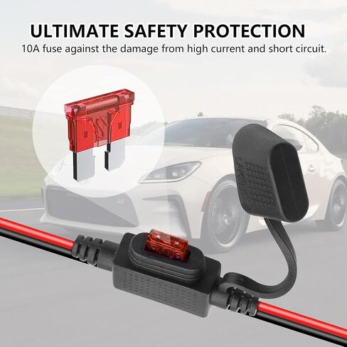 SAE Battery Connector YACSEJAO 2FT/60CM SAE to O-Ring Terminal Connector 18AWG 2-Pin Quick Disconnect SAE Battery Extension Wire Cable with 10A Fuse for Battery Charger/Maintainer（10A） in Kuwait