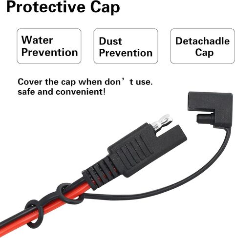 SAE Battery Connector YACSEJAO 2FT/60CM SAE to O-Ring Terminal Connector 18AWG 2-Pin Quick Disconnect SAE Battery Extension Wire Cable with 10A Fuse for Battery Charger/Maintainer（10A） in Kuwait