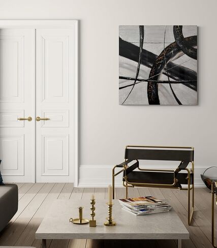 EAHunt محكم الفن الذهب مجردة جدار الفن النفط اللوحة جدار الفن رسمت باليد 3D جدار الفن 24x24 بوصة كبيرة قماش جدار الفن الزخرفية الطراز الحديث in Saudi Arabia