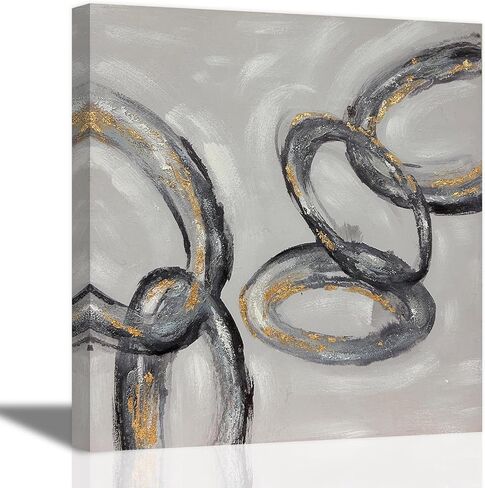 EAHunt محكم الفن الذهب مجردة جدار الفن النفط اللوحة جدار الفن رسمت باليد 3D جدار الفن 24x24 بوصة كبيرة قماش جدار الفن الزخرفية الطراز الحديث in Saudi Arabia