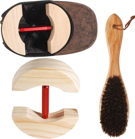 قبعة نقالة مع فرشاة خشبية إضافية، قبعة نقالة للقبعات المجهزة وقبعة رعاة البقر للرجال، جاك نقالة شديدة التحمل in Kuwait