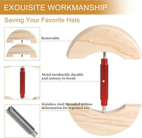 قبعة نقالة مع فرشاة خشبية إضافية، قبعة نقالة للقبعات المجهزة وقبعة رعاة البقر للرجال، جاك نقالة شديدة التحمل in Kuwait