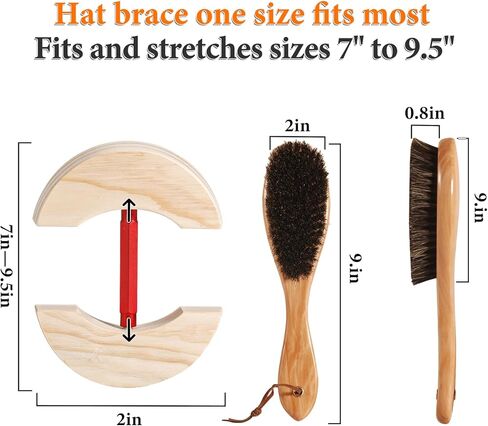 قبعة نقالة مع فرشاة خشبية إضافية، قبعة نقالة للقبعات المجهزة وقبعة رعاة البقر للرجال، جاك نقالة شديدة التحمل in Kuwait