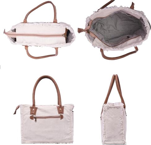 Sel De Mer Upcycled Large Upcycled Canvas Crossbody Bag & Cowhide Tote Bag, Cowhide Leather Handbag Bag for Women in Saudi Arabia