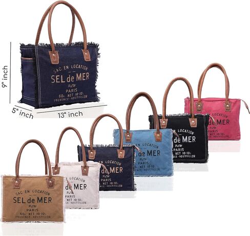 Sel De Mer Upcycled Large Upcycled Canvas Crossbody Bag & Cowhide Tote Bag, Cowhide Leather Handbag Bag for Women in Saudi Arabia
