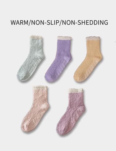5 أزواج من الجوارب الغامضة، شبشب ناعم ومريح، جوارب شتوية دافئة من القطيفة، جوارب عيد الميلاد، هدايا للنساء in Kuwait