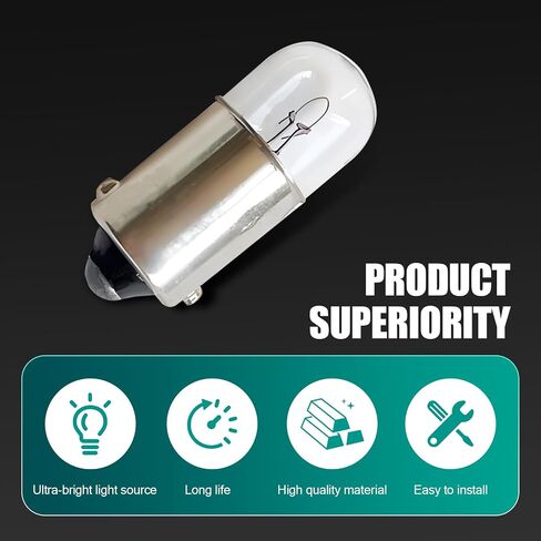 10 PCS T8.5 Car Halogen Reversing Lights, 12V 4W BA9S Base Dual Line Brake Turn Signal Lights, Light Replacement Modification Accessories, Universal for Most Cars, Trucks, SUVs (White) in Saudi Arabia
