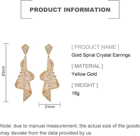 14K Gold Spiral Crystal Drop Earrings for Women,Sparkling Irregular Geometric Moissanite Long Dangle Earrings,Luxury Jewelry Gift for Her in Kuwait