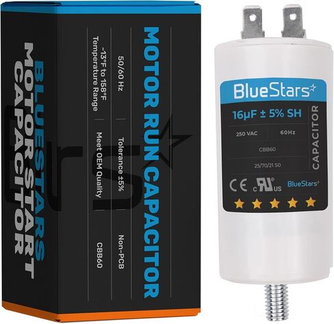 BlueStars 30 فائق التوهج/MFD/Microfarad 250 VAC Volts CBB60 50 هرتز/60 هرتز تشغيل مكثف مع برغي - مناسب تمامًا لبدء تشغيل محركات التيار المتردد التي تعمل بمحركات كهربائية ومضخات المياه in Saudi Arabia
