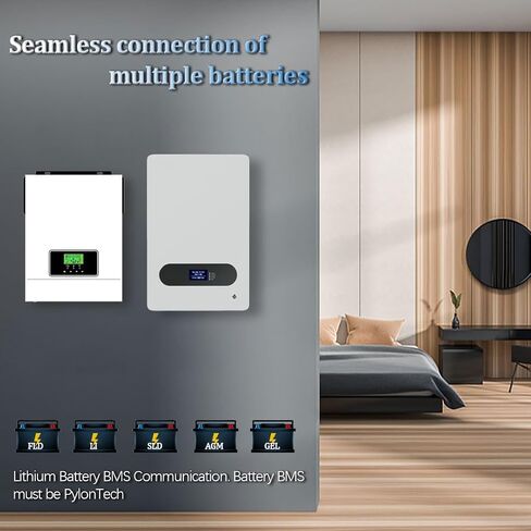 Y&H 2200W عاكس هجين للطاقة الشمسية DC12V إلى AC230V، عاكس موجة جيبية نقية خارج الشبكة مع شاحن شمسي 80A MPPT + شاحن تيار متردد، الحد الأقصى PV 2000W DC55-450V مدخل، مناسب لبطارية الرصاص الحمضية/ليثيوم 12 فولت in Saudi Arabia