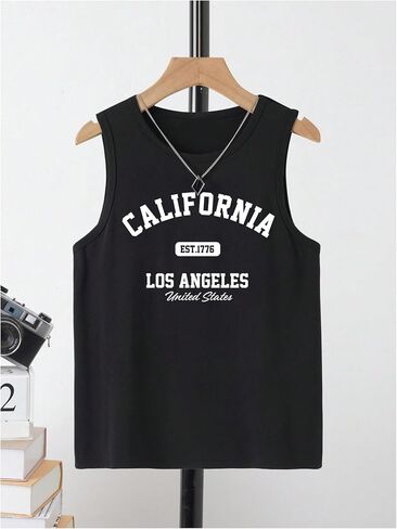 Floerns Boy's 3 Pcs Knitted Sleeveless Shirts Round Neck Letter Print Tank Top in Saudi Arabia