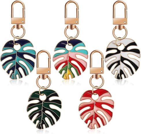 VALICLUD 5 قطعة حامل المنجد أوراق النباتات الاستوائية سلسلة المفاتيح شجرة Monstera النبات المفاتيح الزينة أوراق النبات حلقة رئيسية سيارة الاستوائية أوراق النخيل سلسلة المفاتيح حقيبة هاواي مأدبة البوهيمي سبيكة in Kuwait
