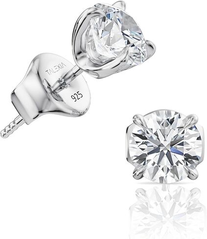 Moissanite Earrings for Women & Men, Lab Created Diamond Earrings, Round Cut GH VVS1, White Gold Plated 925 Sterling Silver Moissanite Earrings Studs,1 & 2 CT 5mm, 6.5mm, Push Back, Screw Back in Saudi Arabia