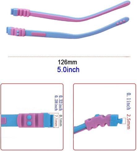 1 Pair Child Glasses Replacement Leg Silicone Eyeglasses Arms Repair Kit Anti-Slip Comfort Replacement Accessory(Blue) in Saudi Arabia