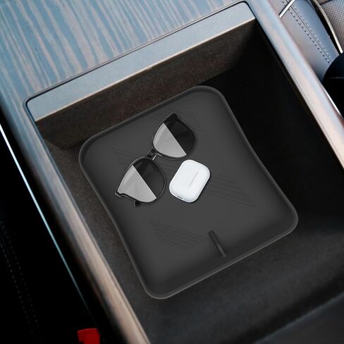 قاعدة أكواب، صينية تنظيم وحدة التحكم المركزية العلوية والسفلية وحصيرة تخزين مسند الذراع لملحقات موديل X/S لعام 2024 2023 2022، مجموعة كاملة من سجادات الإدخال الداخلية، أسود من السيليكون in Kuwait