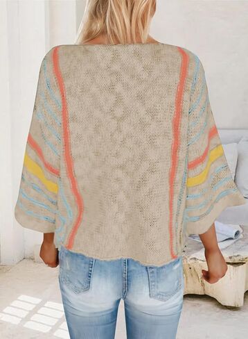 Tanou Women's 2024 Fall Color Block Striped Pullover Sweater in Saudi Arabia