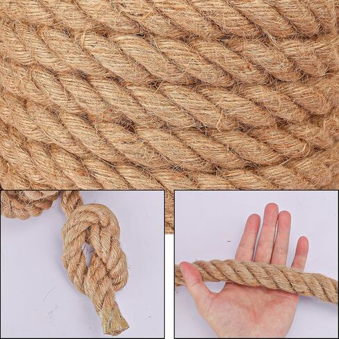 Diameter 1 Inch Hemp Rope - 100 Feet Length Thick Jute Rope, Nautical Manila Rope for Decorative Rope for Outdoor Landscaping, Gardening, Home Improvement, Crafts in Saudi Arabia