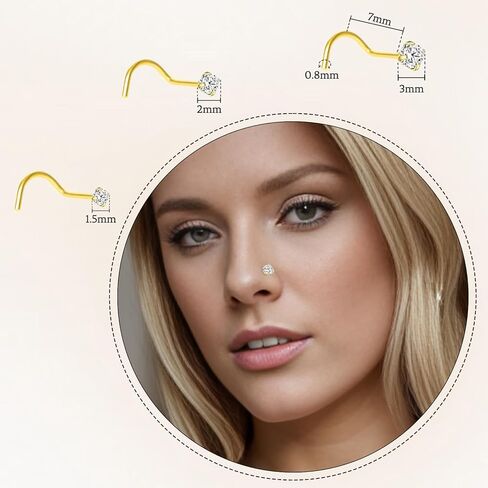 23 قطعة من حلقات الأنف الذهبية للنساء 18 جرام حلقات الأنف هوب 20 جرام مجموعة مجوهرات ثقب الأنف من الفولاذ المقاوم للصدأ مجموعات مسمار الأنف على شكل حرف L مسمار مستقيم الأنف ترصيع المسمار الجسم الحقيقي ثقب المجوهرات للرجال in Kuwait